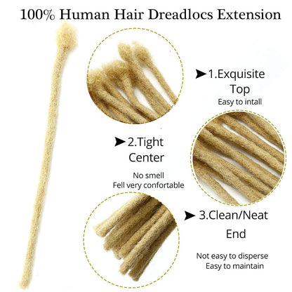 4-12 Inch 0.2-0.8cm 613 Dreadlock Extensions  100% Human hair 30locs