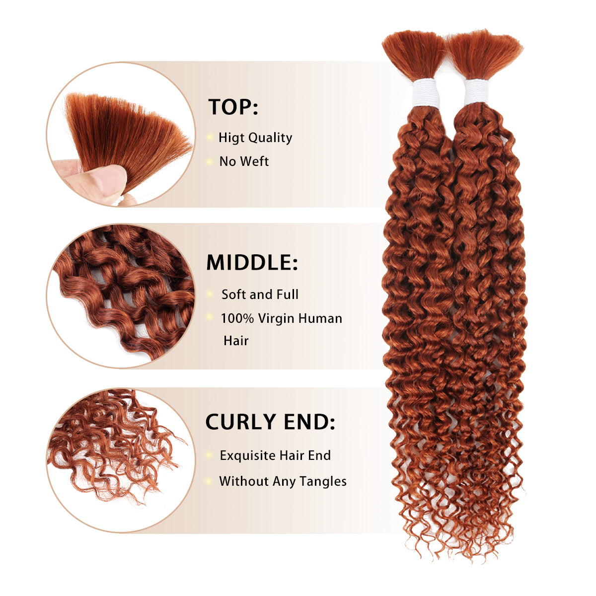 14-28 Inch Water Wave Braiding Human Hair (#350)