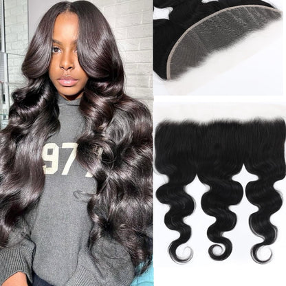 13x4 Transparent HD Lace Frontal Closure Body Wave Human Hair 150% Density Human Hair Pre Plucked with Baby Hair Natural Color