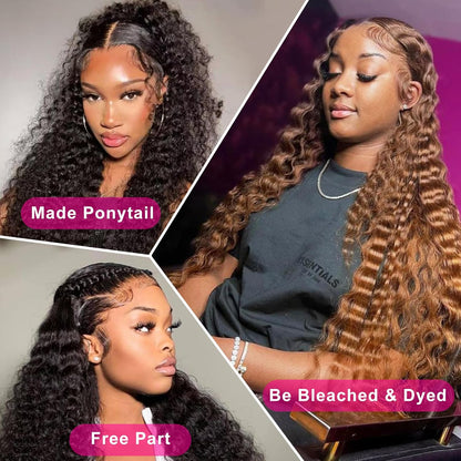 20-32 Inch 13x6 Deep Wave HD Lace Front Wigs Human Hair 200% Density
