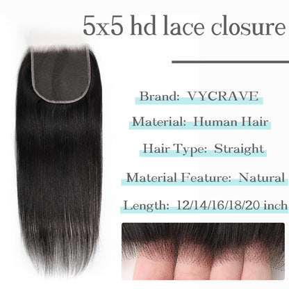 5x5 SKINLIKE HD Lace Closure Straight Human Hair 12-20 inch