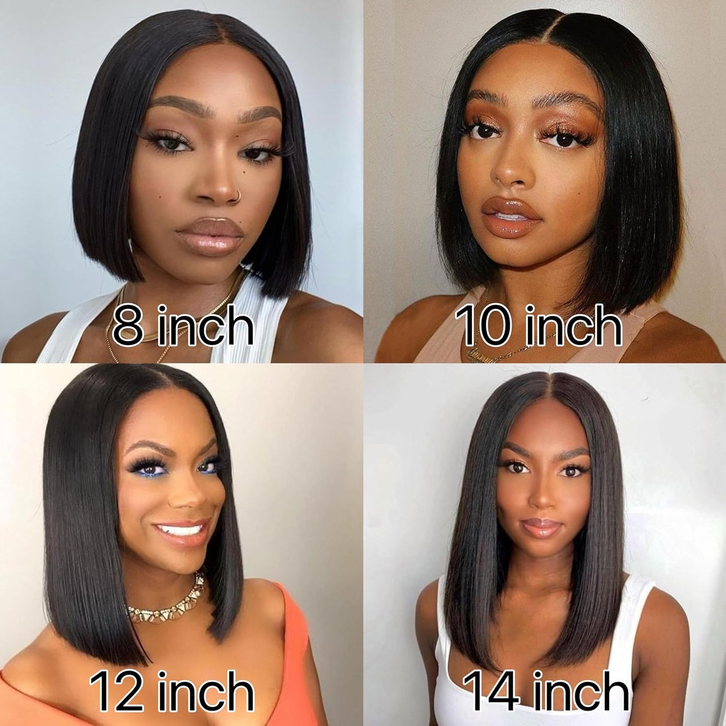 8-16 Inch Bob Lace Front Wigs Human Hair Pre Plucked 13x4 HD Transparent Lace Frontal Wigs for Women 180% Density Glueless with Baby Hair Brazilian Virgin Human Hair Natural Color