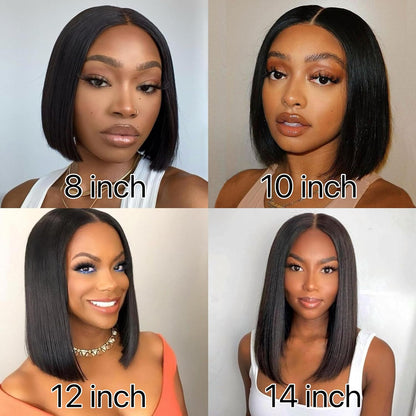 8-16 Inch Bob Lace Front Wigs Human Hair Pre Plucked 13x4 HD Transparent Lace Frontal Wigs 180% Density