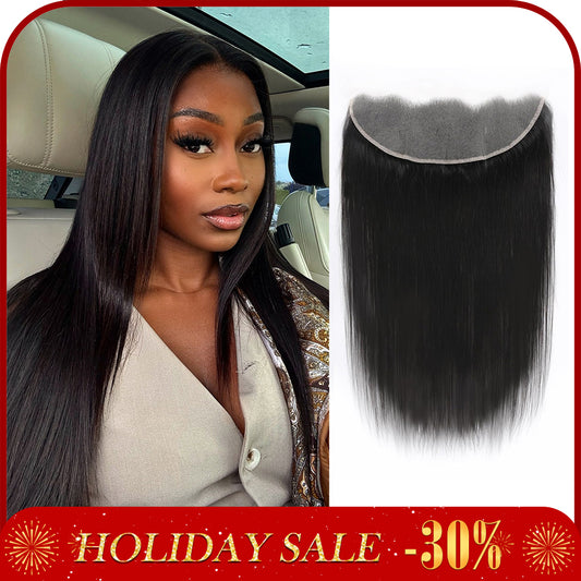 13x4 Lace Frontal Closure Straight Human Hair Transparent HD Lace Frontal Closure Free Part 150% Density Brazilian Virgin Human Hair Pre Plucked with Baby Hair (8-20 Inch Natural Color)