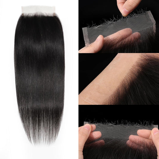 5x5 SKINLIKE HD Lace Closure 12-20 inch Only 0.095mm Ultra-thin Invisible HD Lace Pre Plucked Single Knot Straight Lace Closure Human Hair