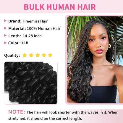 14-28 inch Water Wave Human Braiding Hair (#1B)