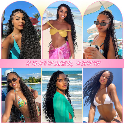 14-28 inch Water Wave Human Braiding Hair (#1B)